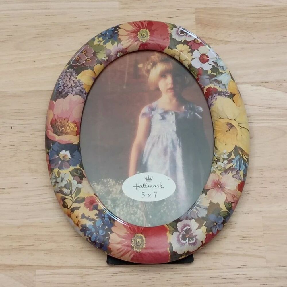 Hallmark 5x7 Floral Oval Ceramic Photo Picture Frame with Stand